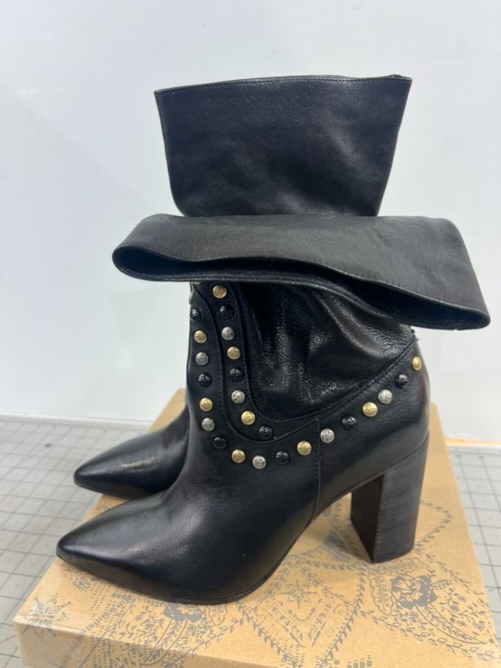 Free People Studded Dakota Heel Boot (Black) Women's Sz. 8.5 NEW - Picture 4 of 7
